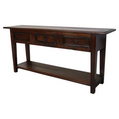 Antique Spanish Rustic Farmhouse Chestnut Side Table / Console, 18th Century