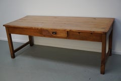 Table de salle à manger rustique de ferme française en merisier ancien, datant de la fin du XIXe siècle