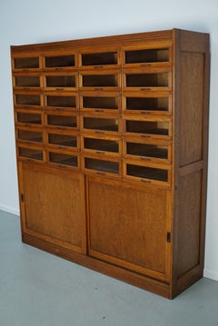 Large English Haberdashery Shop Cabinet with Glass Fronted Drawers, Ca 1920/30s