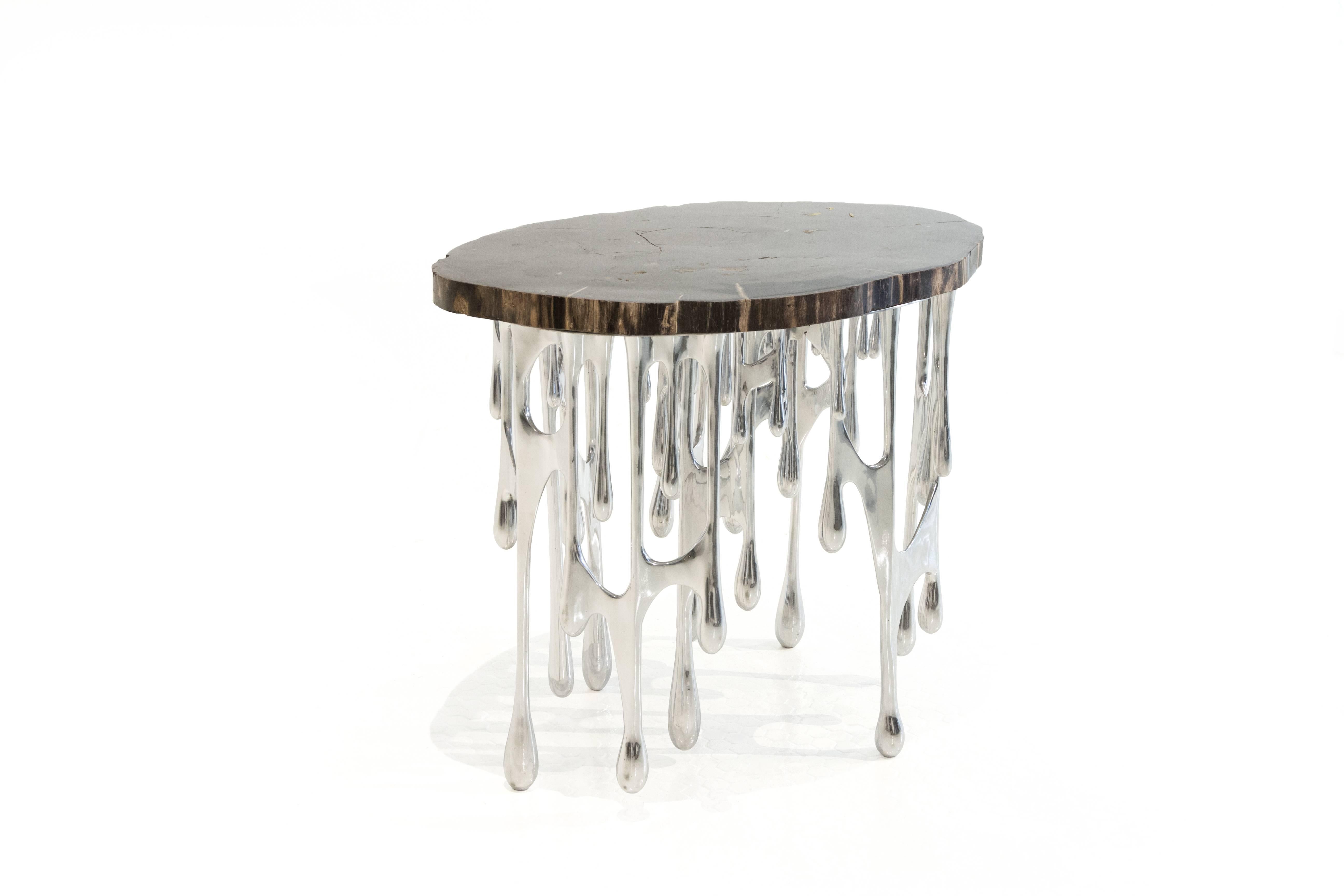 The dripping table by John Brevard is an iconic piece in the collection, and thereby often imitated. This limited edition piece by John Brevard is part of the Morphogen series. It is composed of organic shapes that are morphogenic in nature,