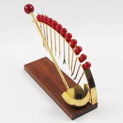 French Art Deco Vintage Cocktail Picks & Long Serving Spoon, circa 1930s