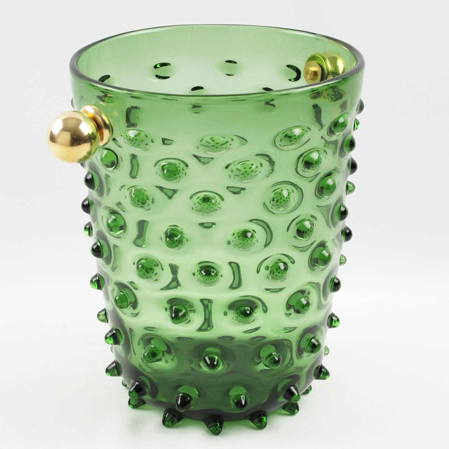 Mid-Century Modern 1960s Empoli, Italy Hobnail Blown Glass Champagne or Wine Cooler