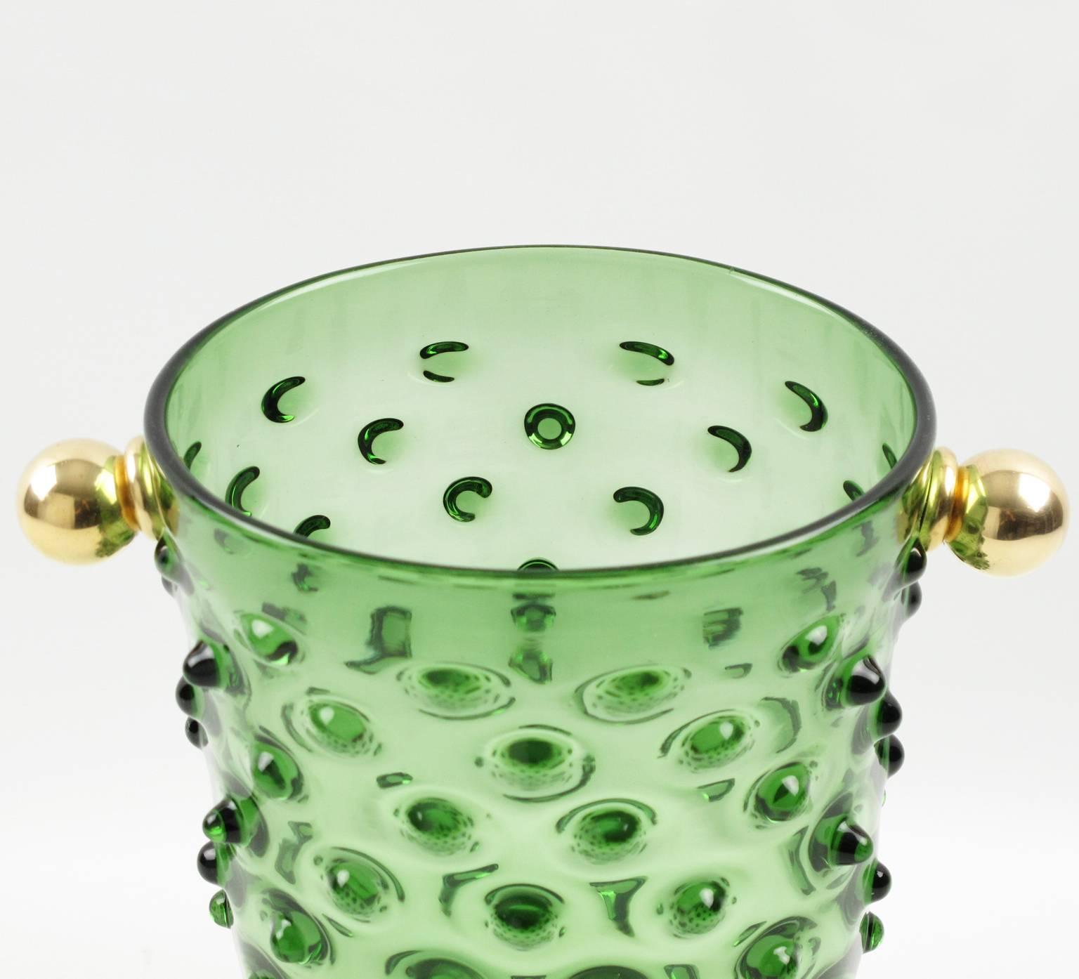 Italian 1960s Empoli, Italy Hobnail Blown Glass Champagne or Wine Cooler