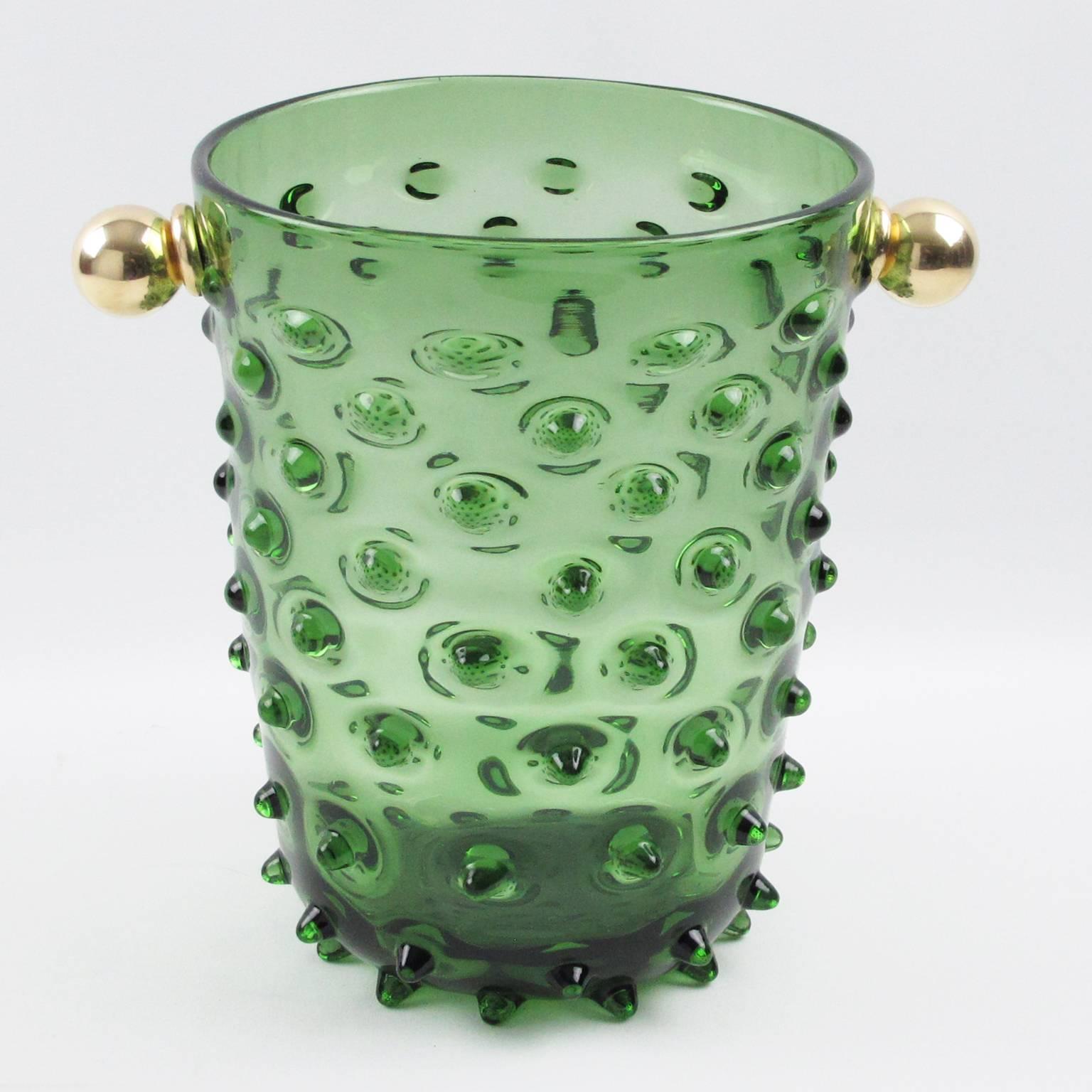 1960s Empoli, Italy Hobnail Blown Glass Champagne or Wine Cooler 1