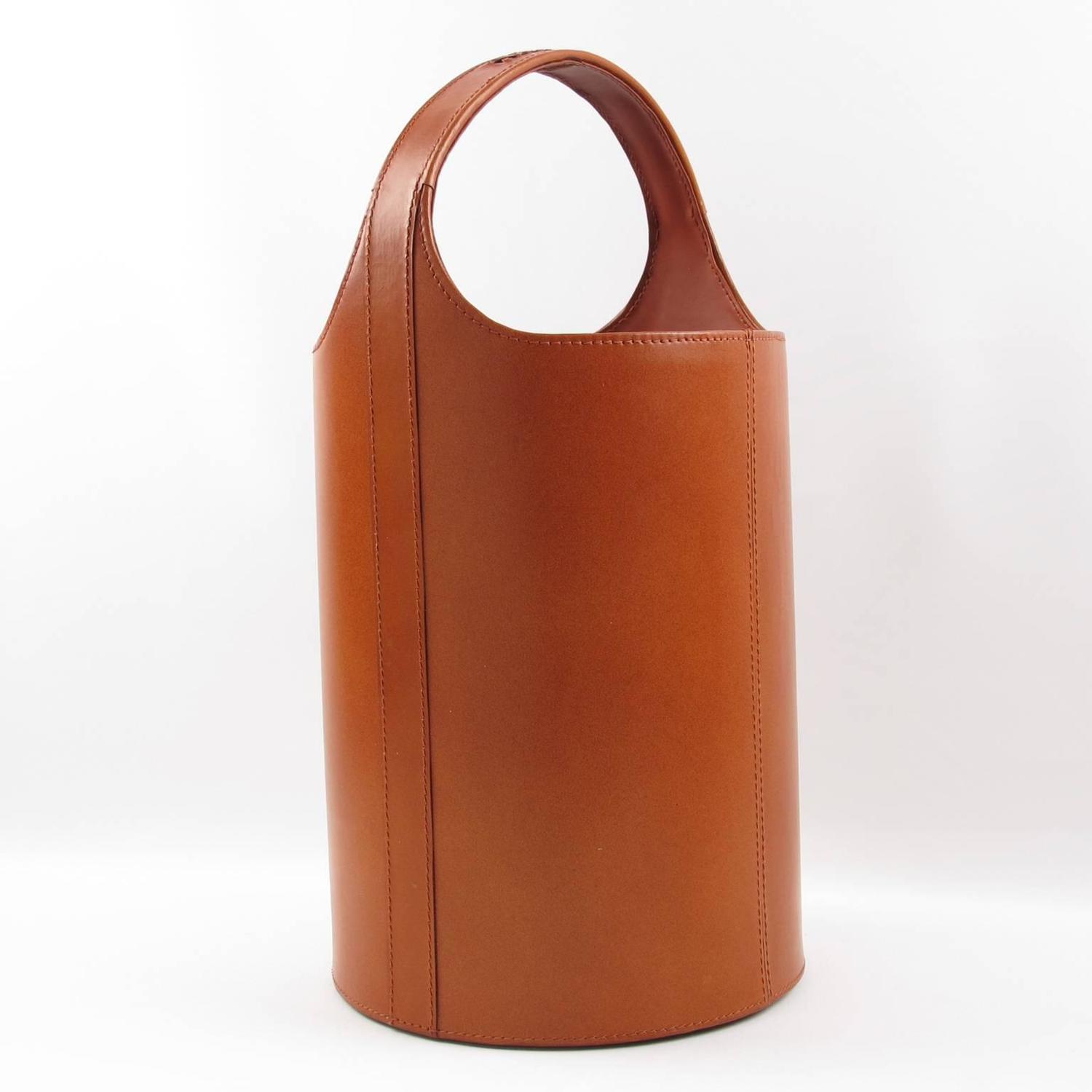 MidCentury Leather Waste Paper Basket, circa 1960s For Sale at 1stdibs