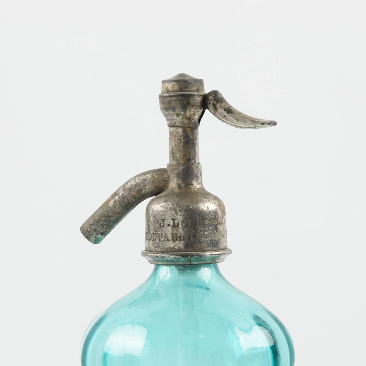 Mid-20th Century French Soda Siphon Seltzer Glass Bottle for Bar, circa 1932