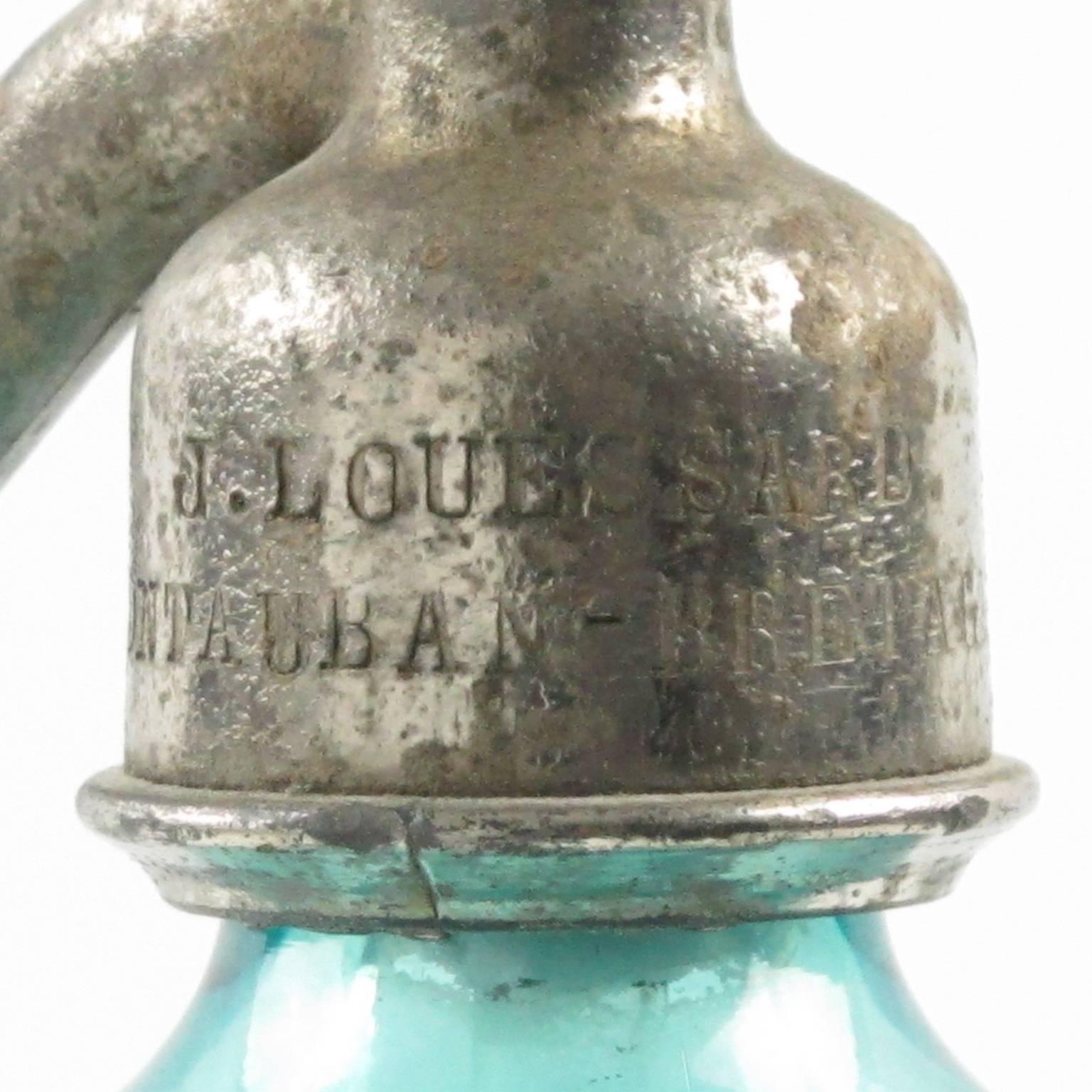 French Soda Siphon Seltzer Glass Bottle for Bar, circa 1932 3