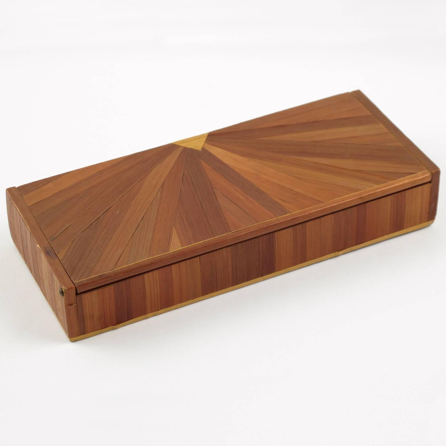 Straw Marquetry Decorative Box by Jean Michel Frank, circa 1940s In Good Condition In Atlanta, GA