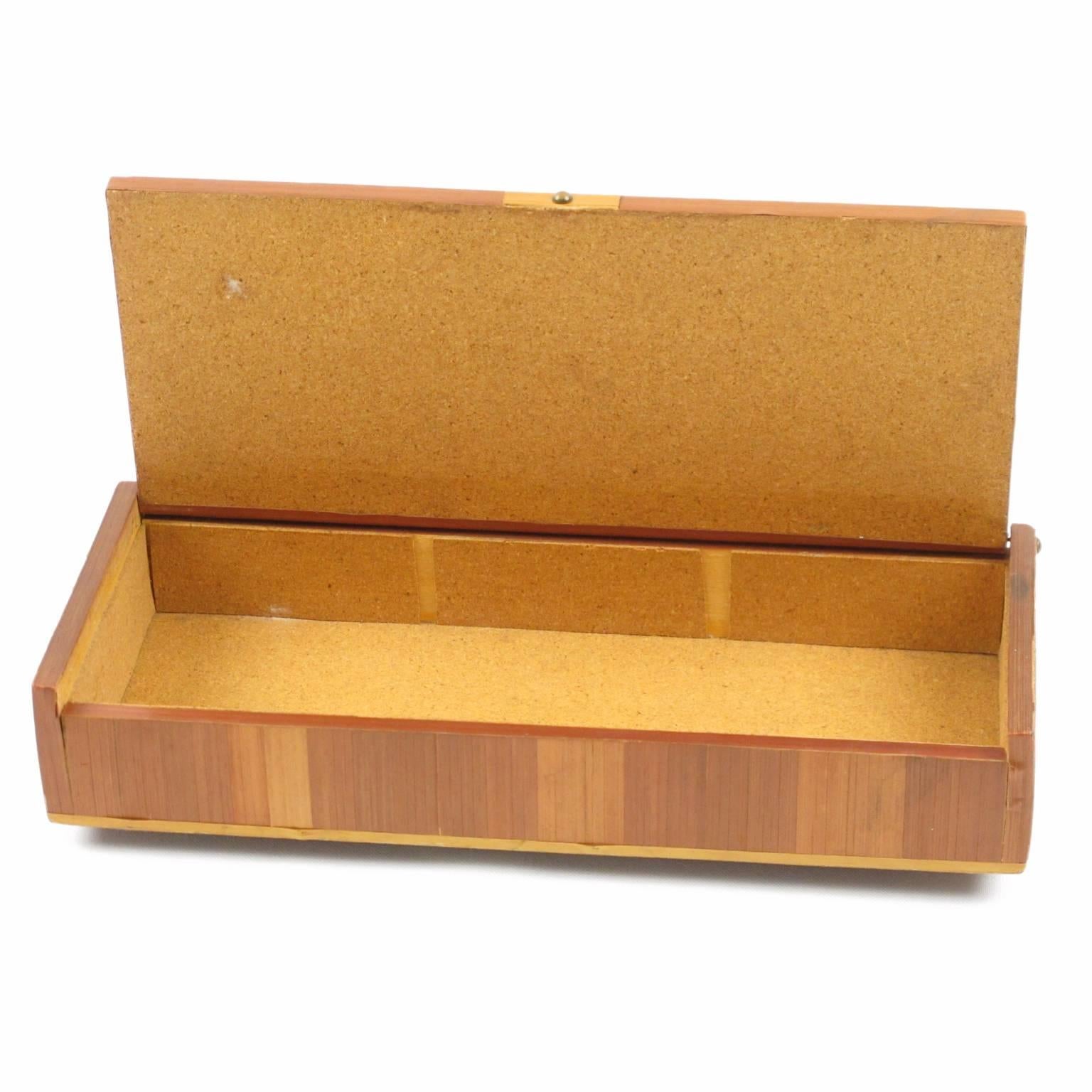 French Straw Marquetry Decorative Box by Jean Michel Frank, circa 1940s