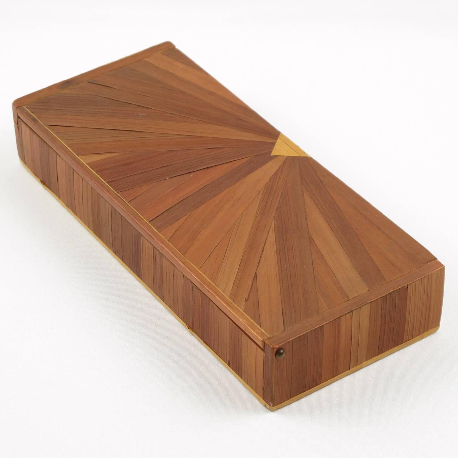 Mid-20th Century Straw Marquetry Decorative Box by Jean Michel Frank, circa 1940s