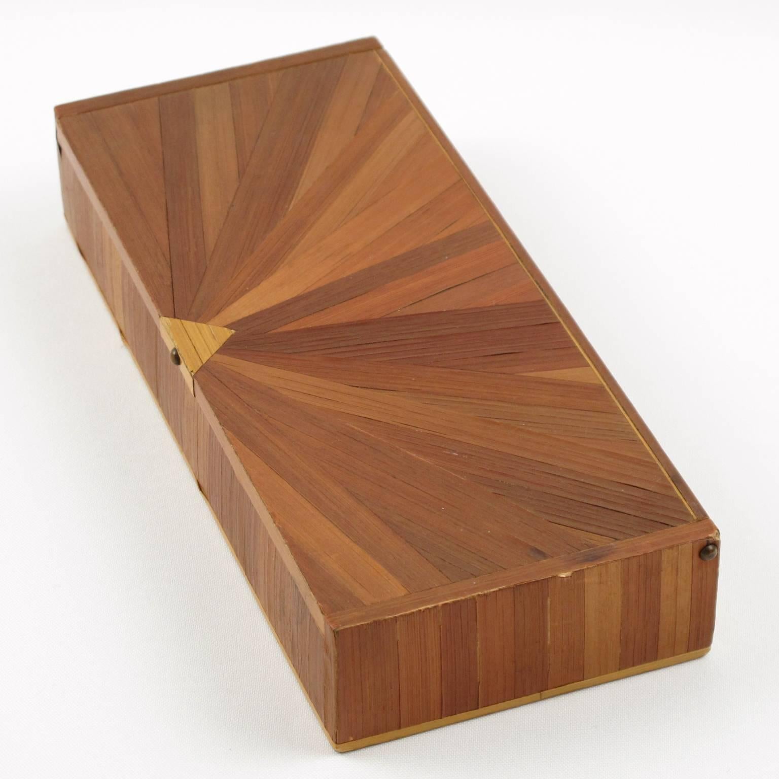 Cork Straw Marquetry Decorative Box by Jean Michel Frank, circa 1940s