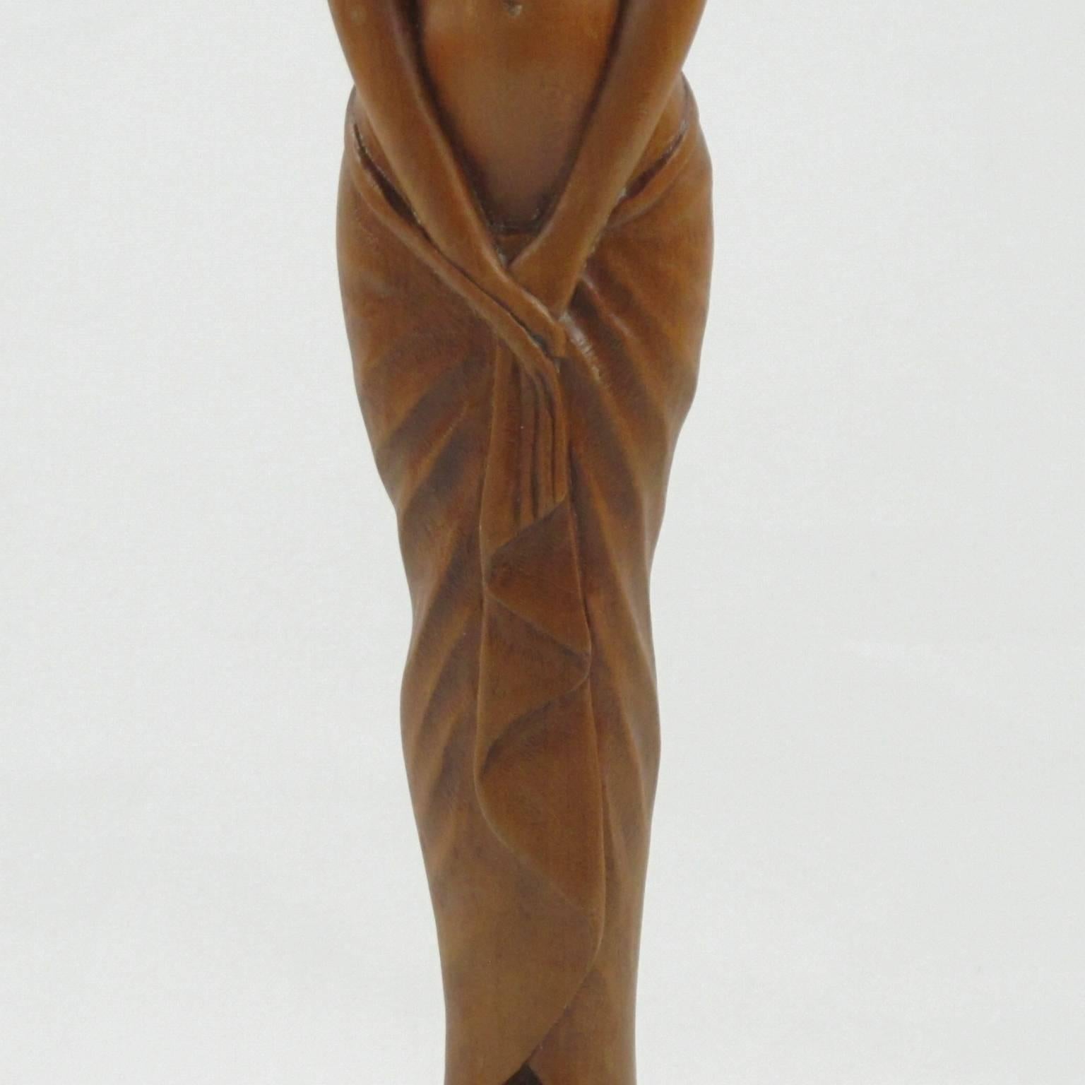 Vintage French Art Deco Wooden Sculpture Statuette by L. Goussot, circa 1930s 2