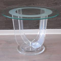 Mid-Century Modern French Lucite and Glass Coffee Occasional Table