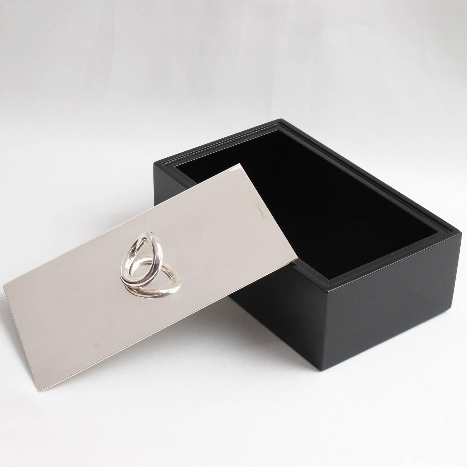 Modern Silver Plate and Lacquer Vertigo Box Designed by Andrée Putman for Christofle