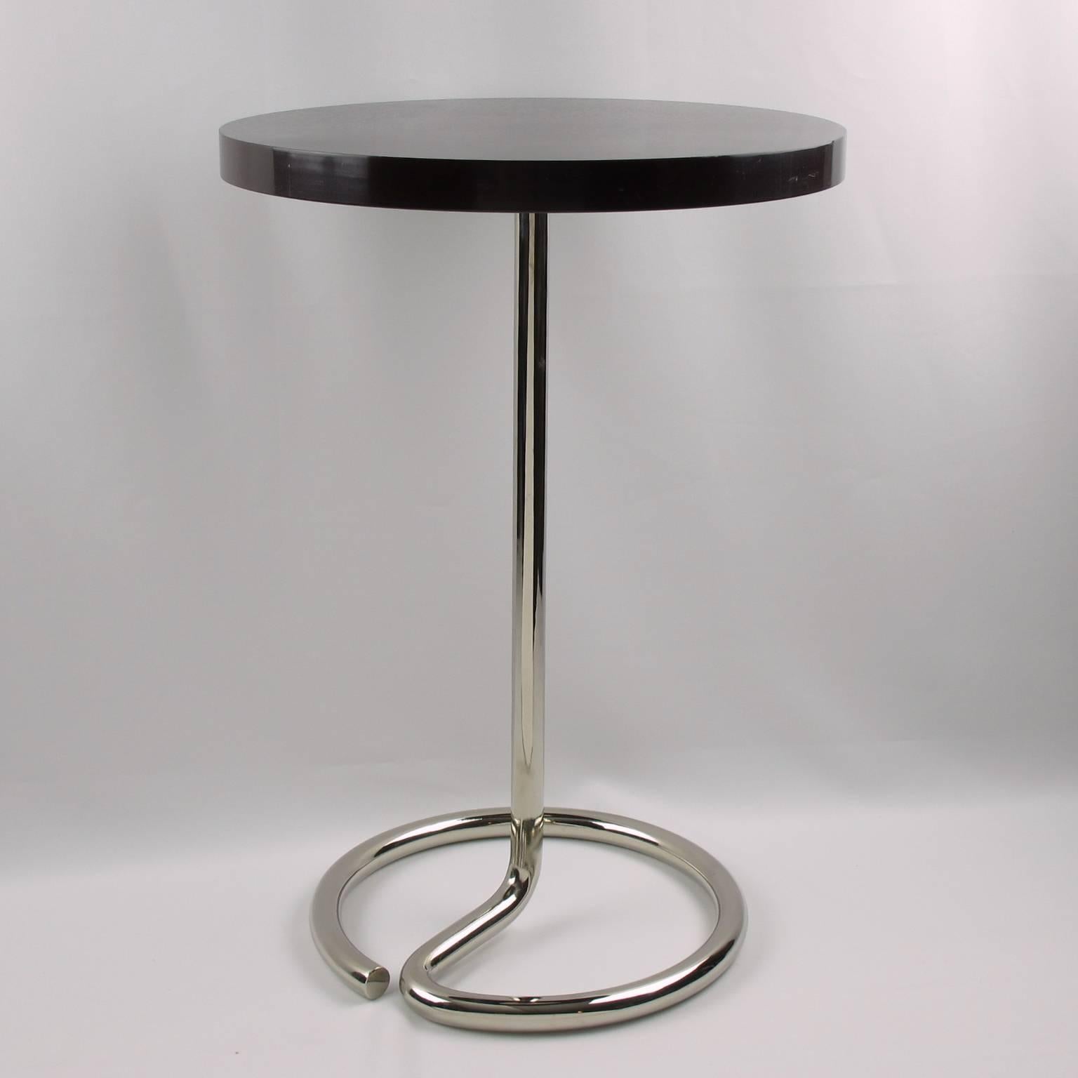 French Art Deco Side Coffee Table Bakelite & Chrome by René Herbst, 1935 In Excellent Condition In Atlanta, GA