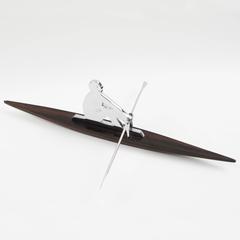 Art Deco Figural Sport Rower Model Figurine Macassar and Chrome, circa 1930s