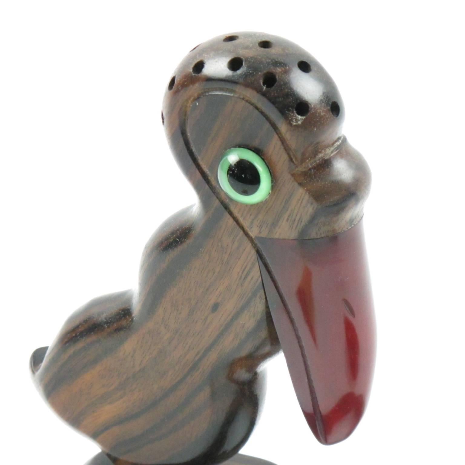 English Macassar & Bakelite YZ Bird Ashtray Match Striker by Henry Howell for Dunhill