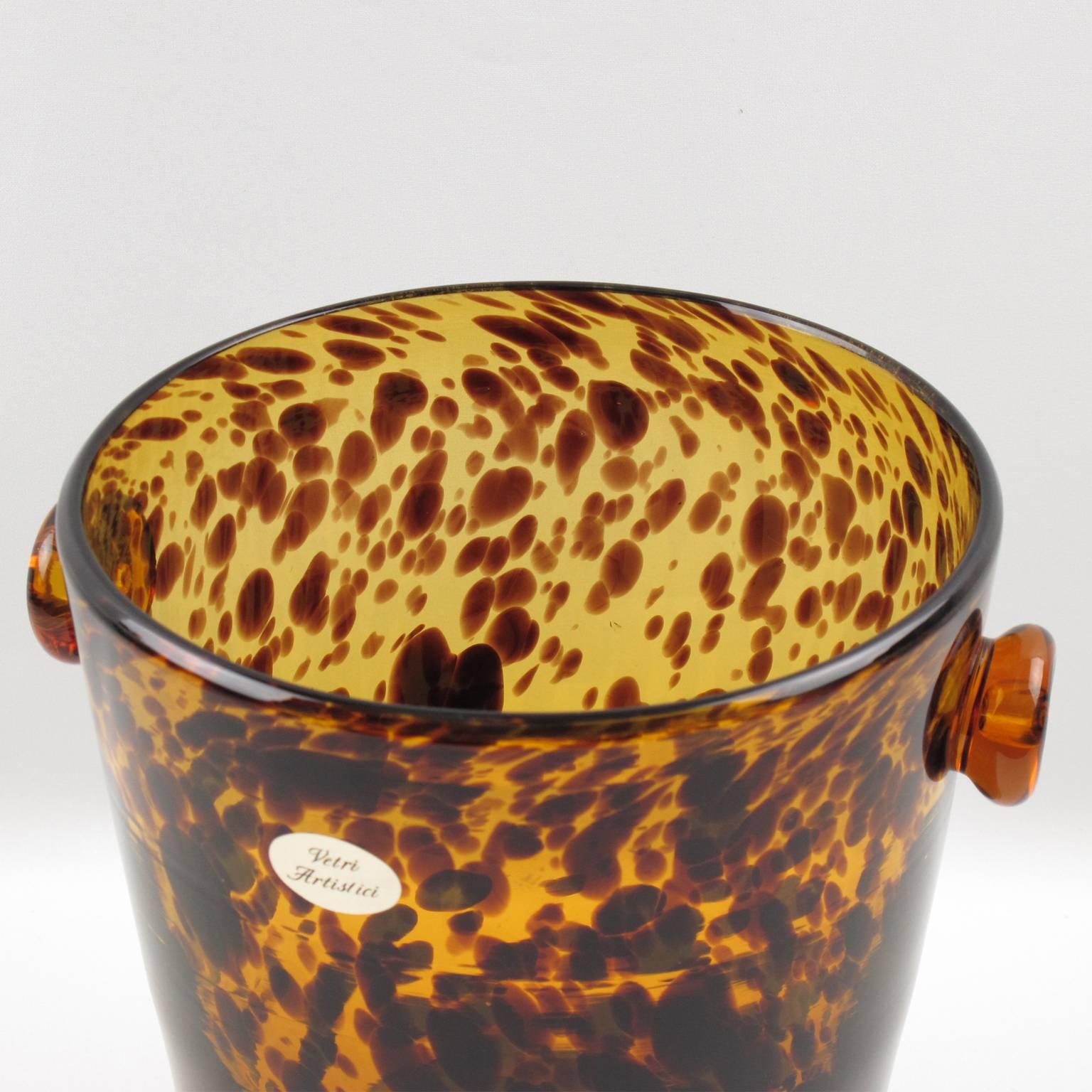 Mid-Century Modern Christian Dior Tortoiseshell Glass Champagne or Wine Cooler by Empoli, 1960s