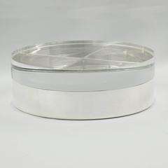 Silver Plate and Lucite Round Decorative Box by Mellerio, Paris, circa 1970s