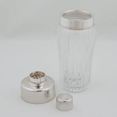 French Barware Accessory Silver Plate and Crystal Cocktail Martini Shaker