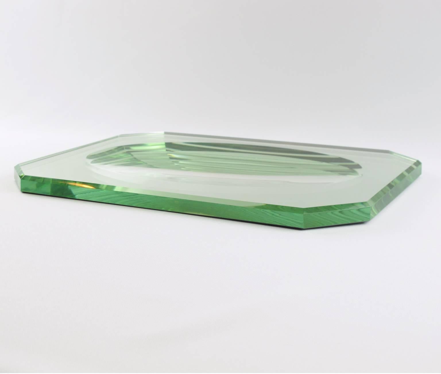 French Art Deco Mirrored Glass Tray Platter Centrepiece by Jean Luce, 1930s In Excellent Condition In Atlanta, GA