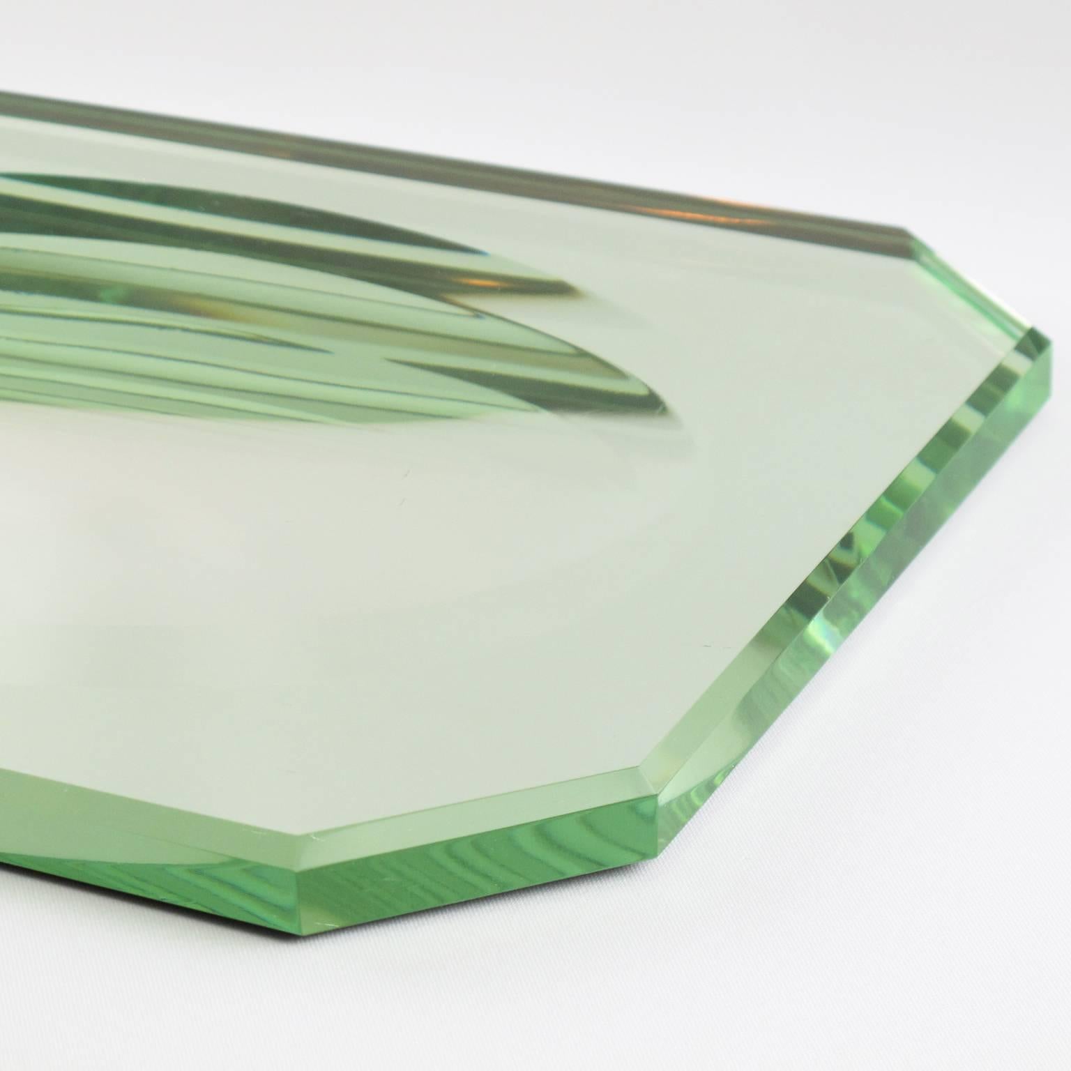 Mid-20th Century French Art Deco Mirrored Glass Tray Platter Centrepiece by Jean Luce, 1930s