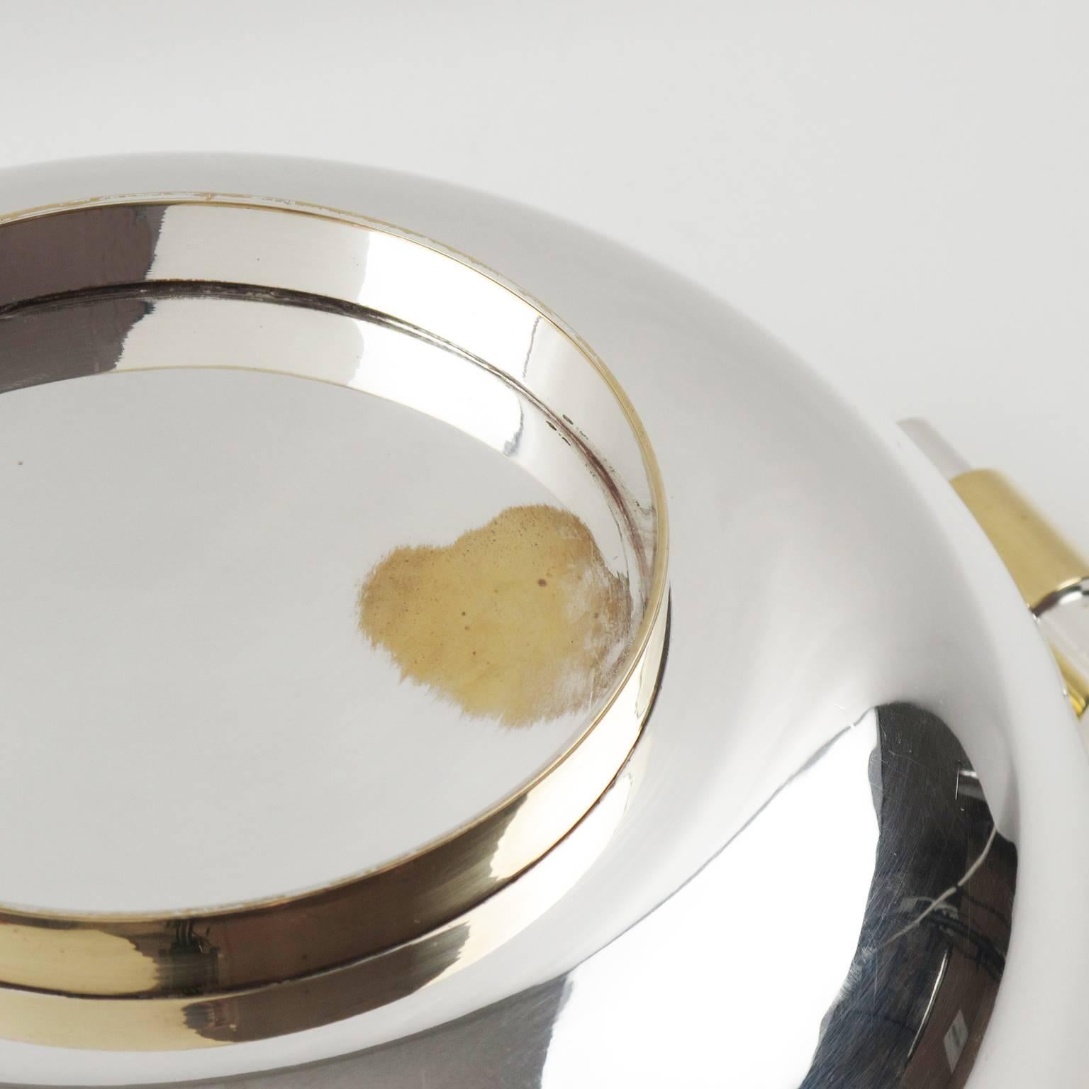 Late 20th Century Mid-Century Modernist Brass and Chrome Centrepiece Serving Bowl, circa 1970s