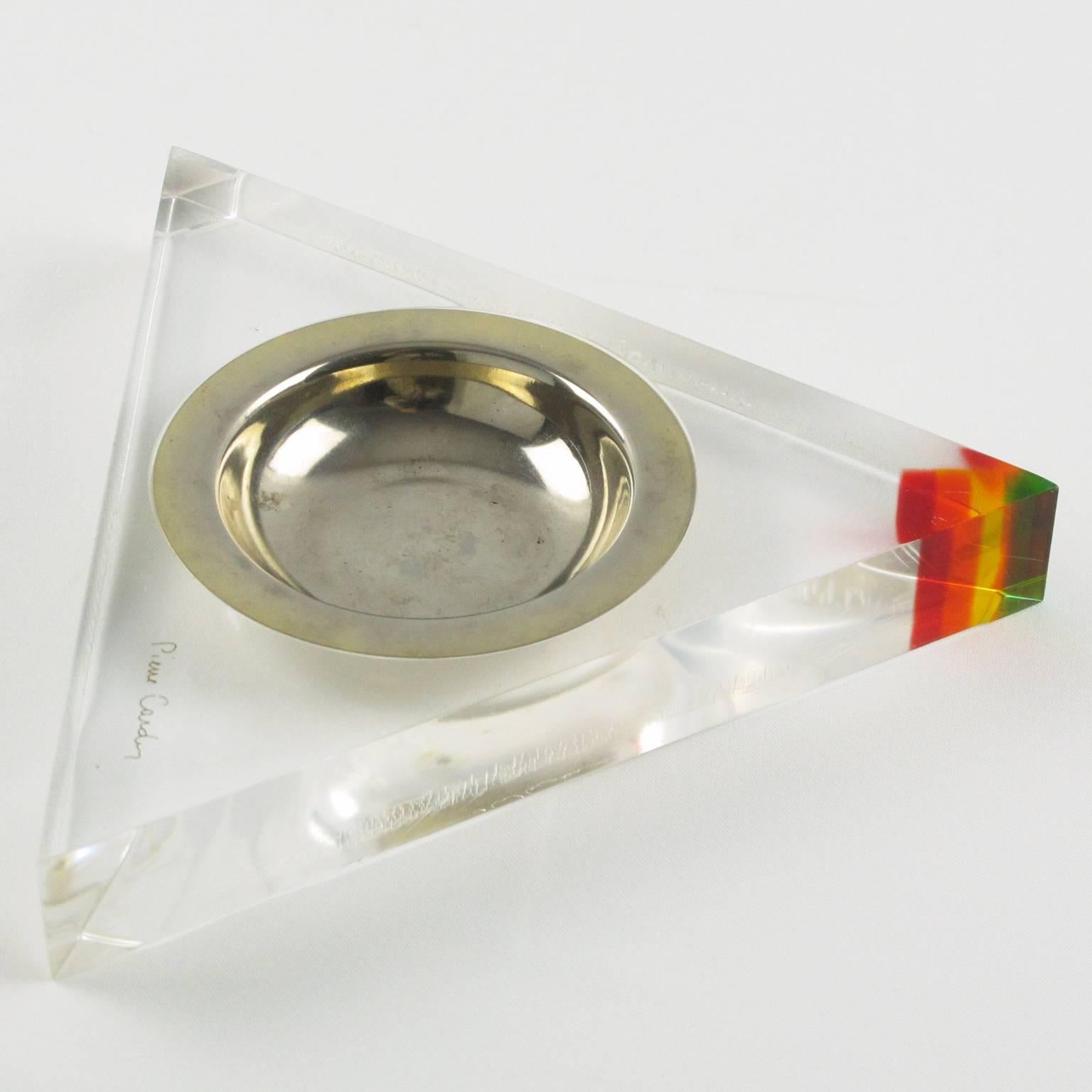 French Mid-Century Modern Lucite Smoking Set Ashtray & Lighter by Pierre Cardin, 1970s