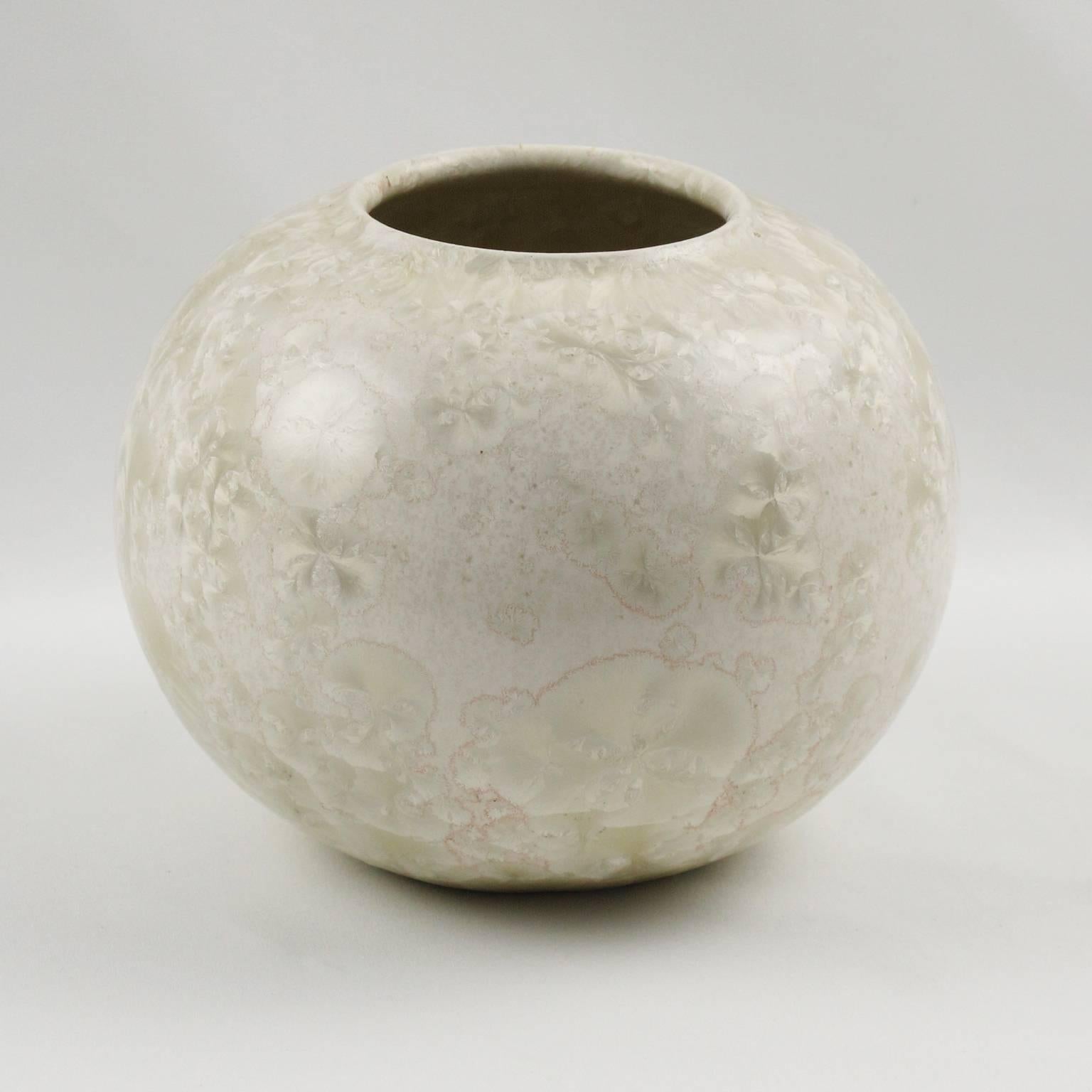 French Set of Four Crystal Glazed Pottery Vase by Serafino Ferraro, Vallauris 2