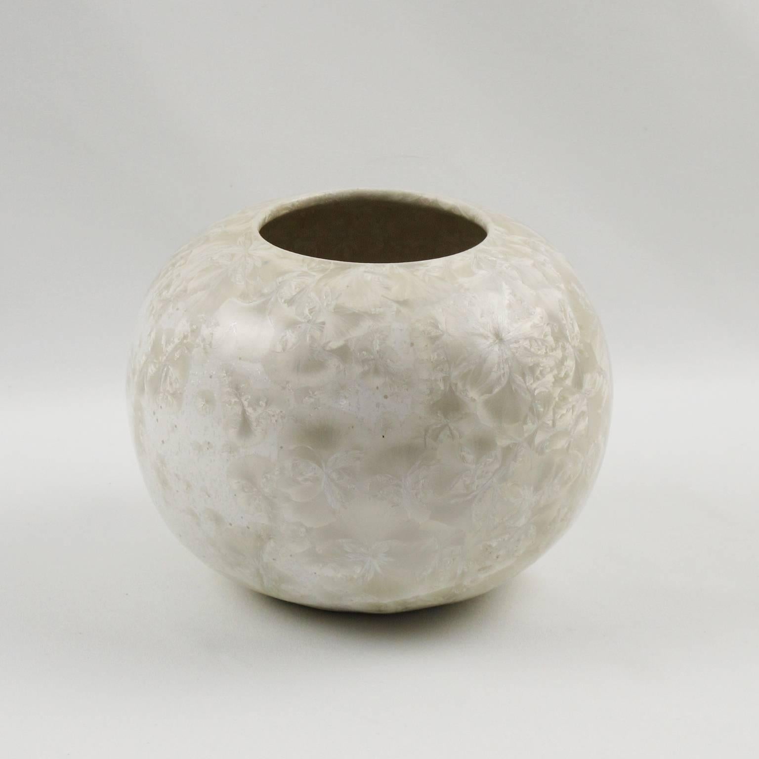 French Set of Four Crystal Glazed Pottery Vase by Serafino Ferraro, Vallauris 3