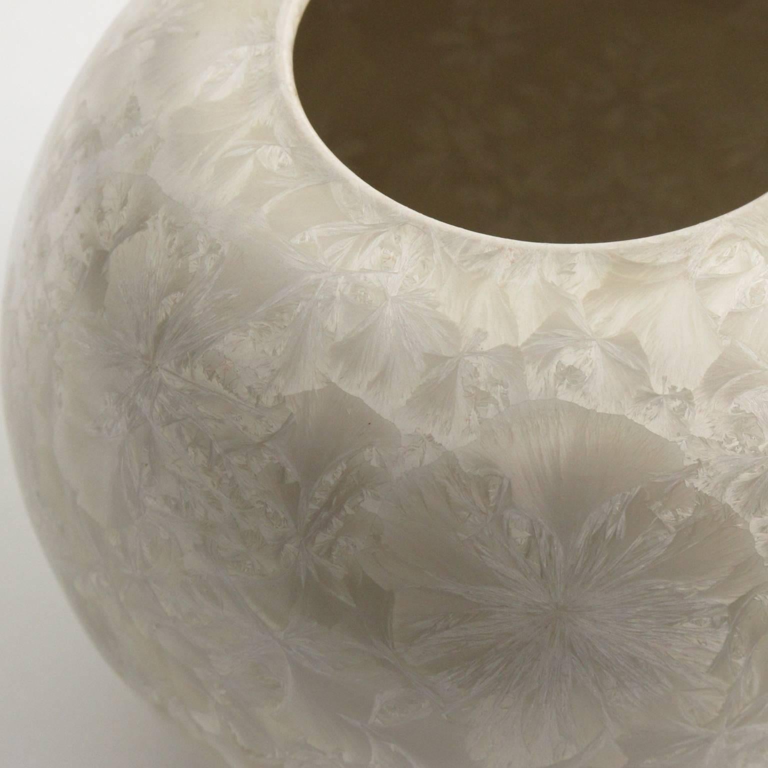 Earthenware French Set of Four Crystal Glazed Pottery Vase by Serafino Ferraro, Vallauris