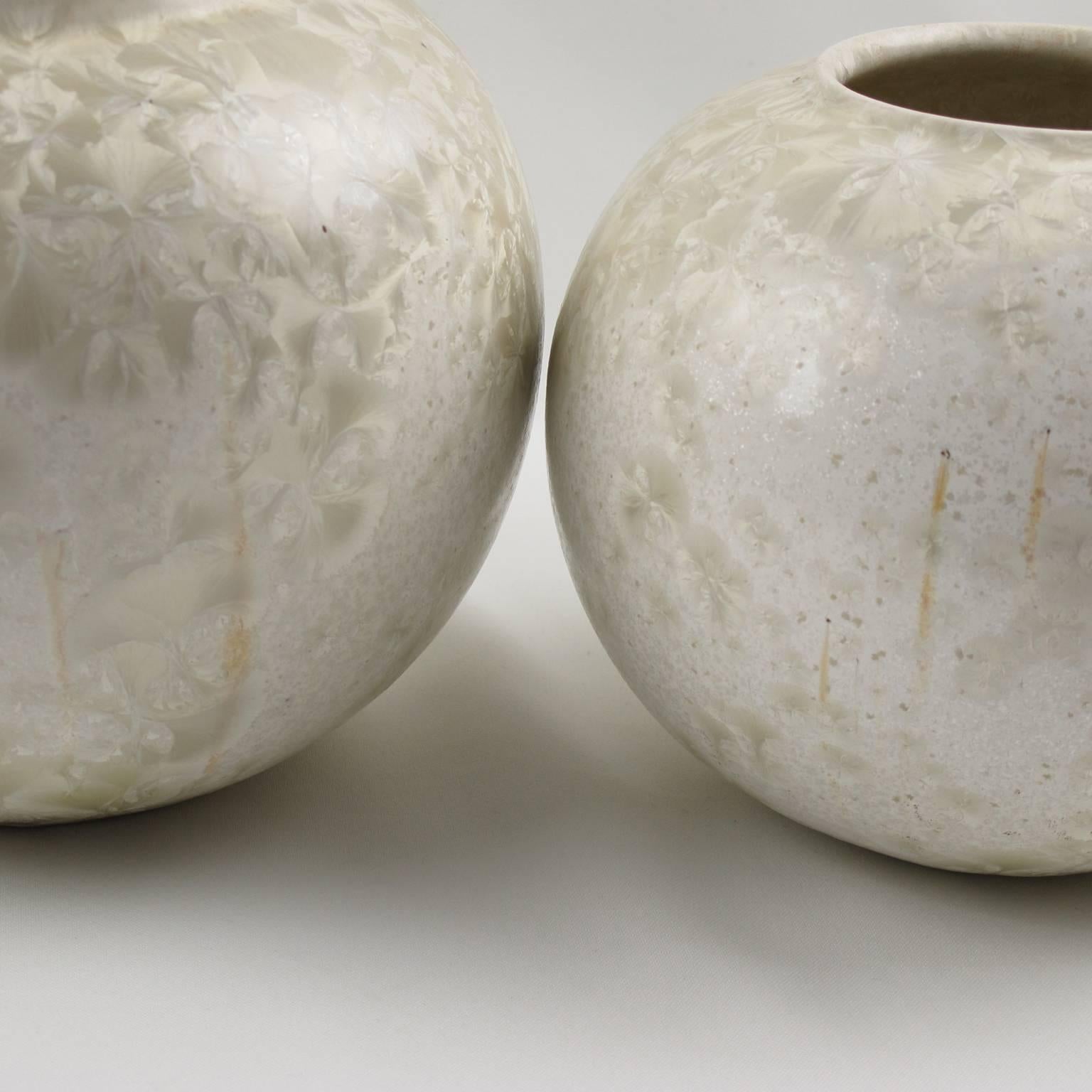 French Set of Four Crystal Glazed Pottery Vase by Serafino Ferraro, Vallauris 5