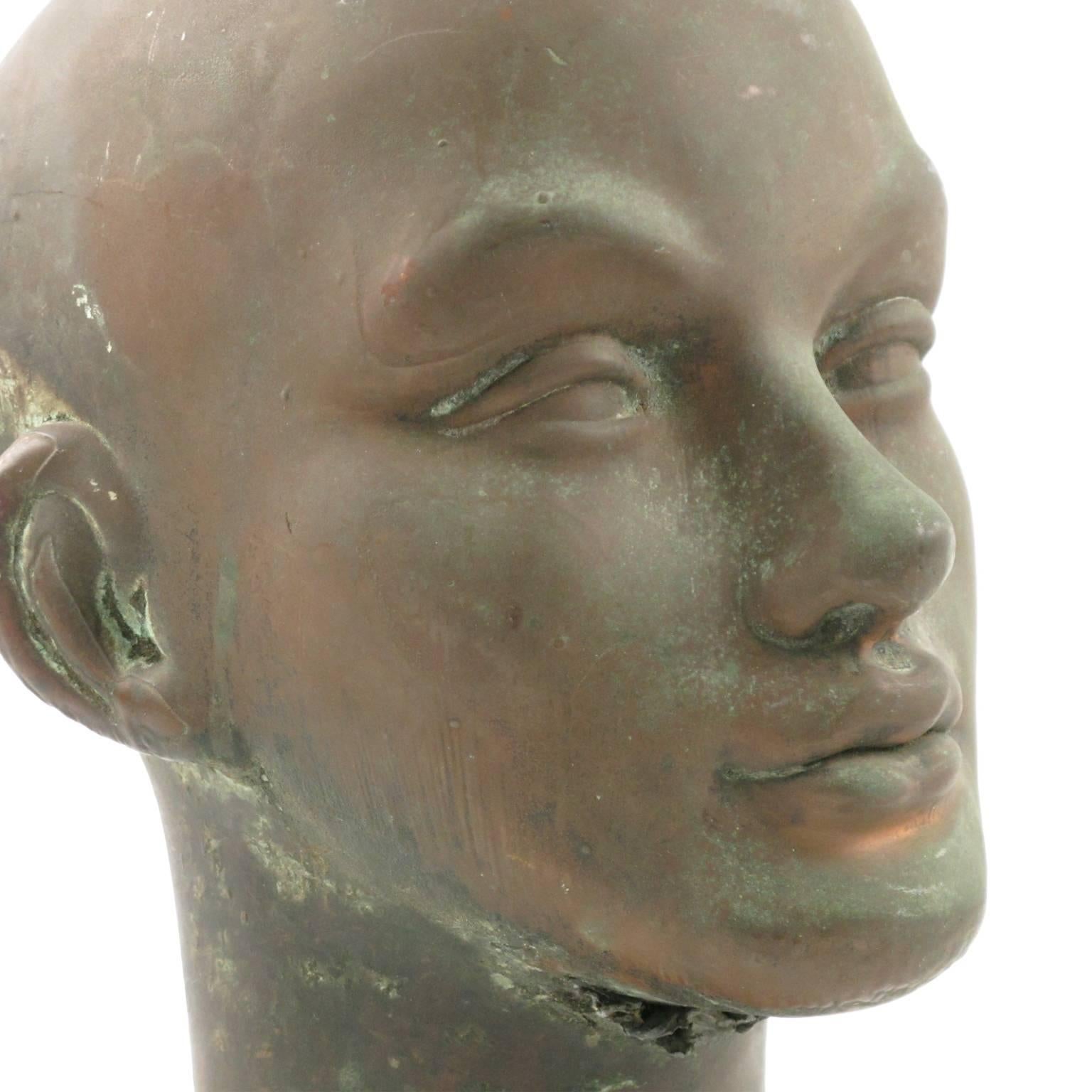 French Industrial Copper Doll or Model Head Factory Mold for Curiosity Cabinet 2