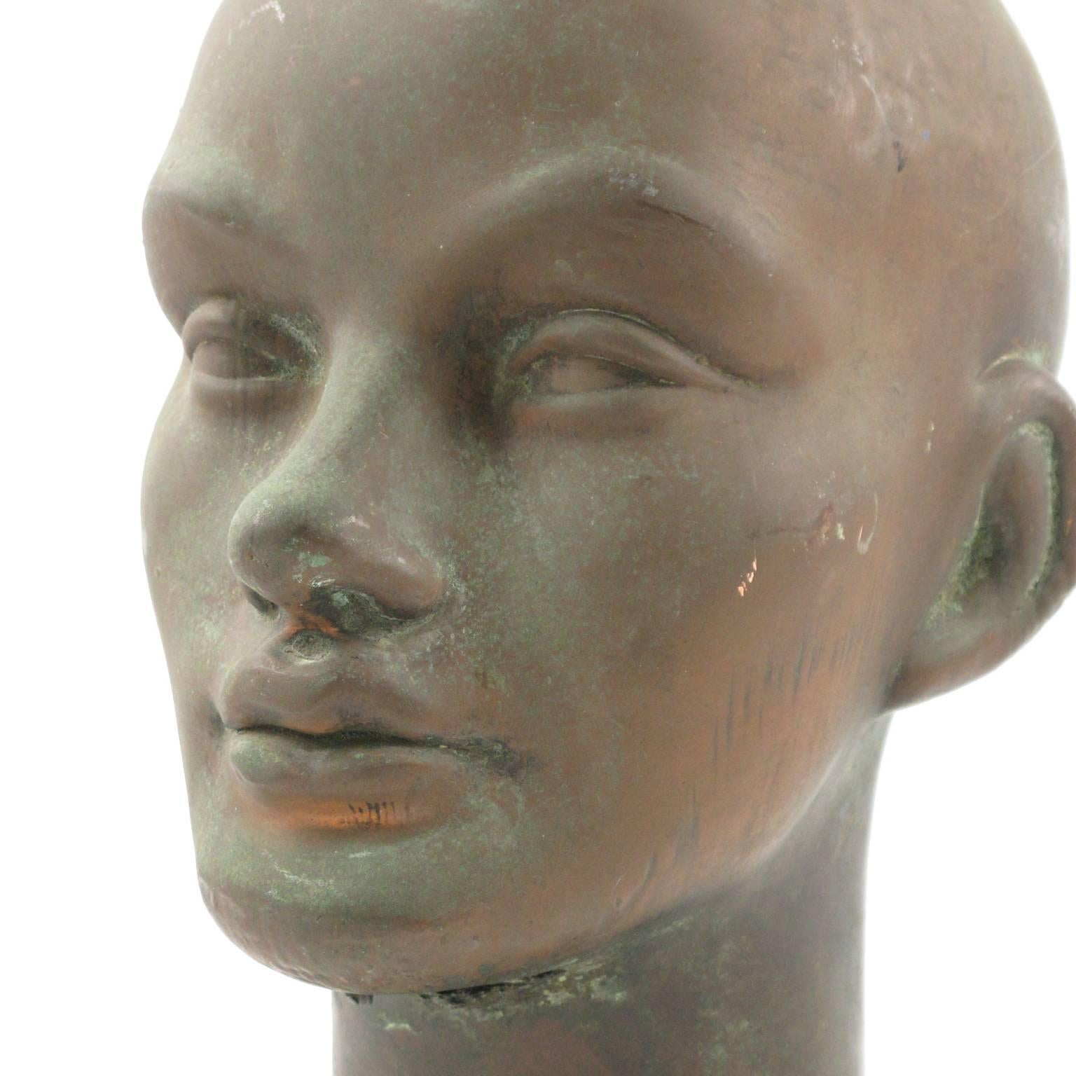 French Industrial Copper Doll or Model Head Factory Mold for Curiosity Cabinet 3