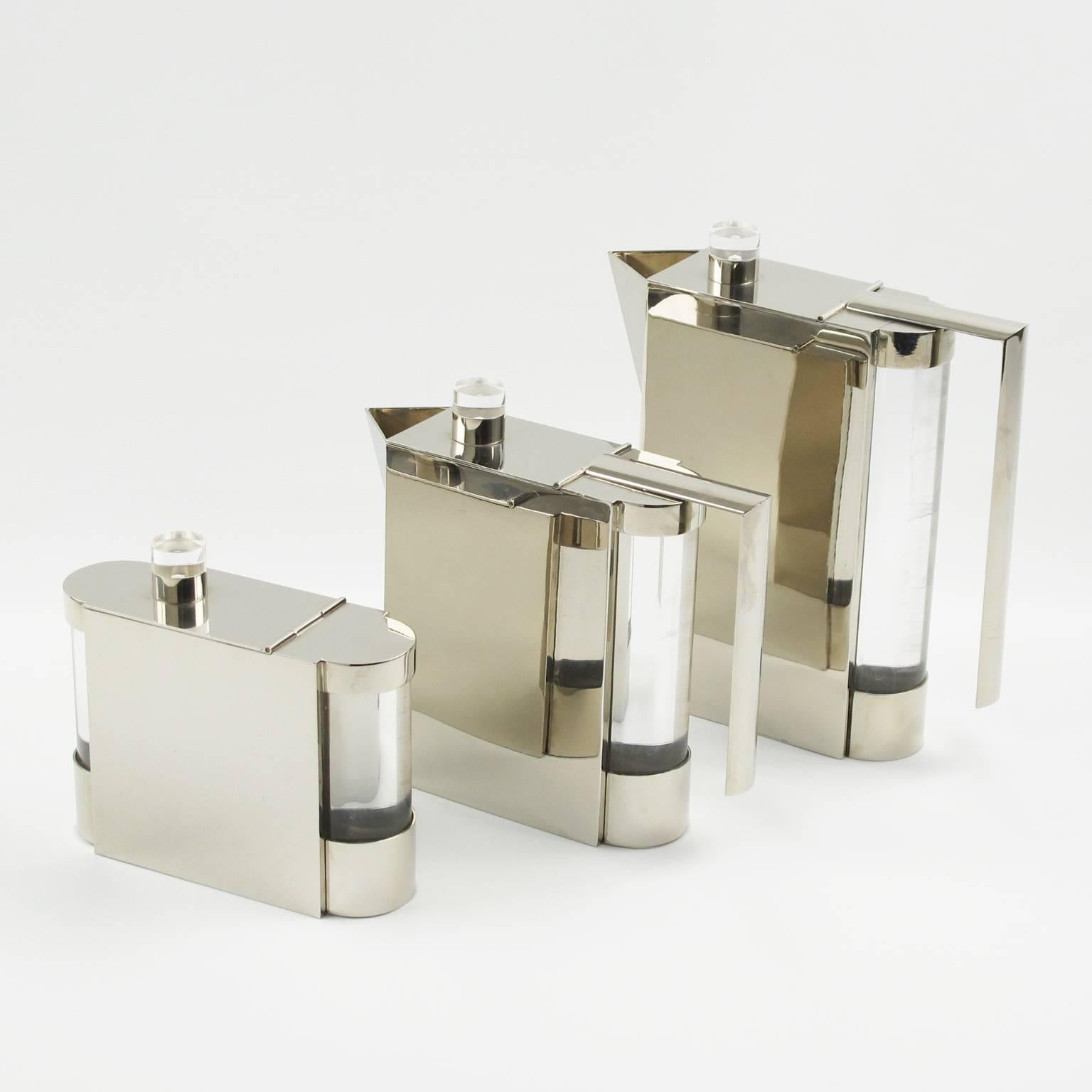 Late 20th Century Italian Montagnani Steel and Lucite Memphis Tea Set by Punto Bacola