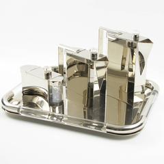 Italienisches Montagnani Teeservice aus Stahl und Lucite Memphis von Punto Bacola