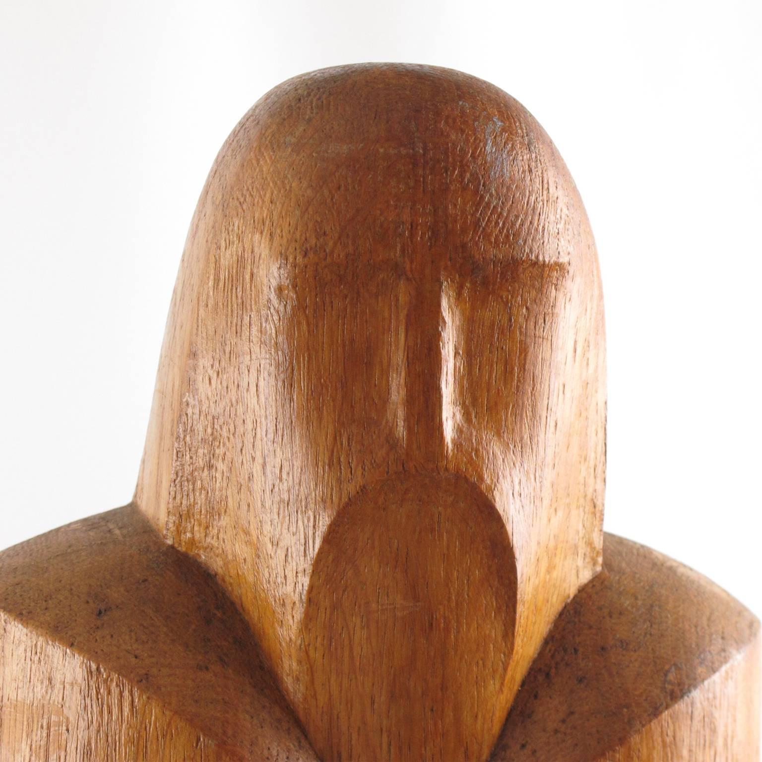 Rare Wood Sculpture Monk or Knight Design by Wenzel Profant, circa 1950s 2