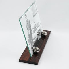 Art Deco Modernist Picture Photo Frame Macassar Wood and Chrome Ball Accents