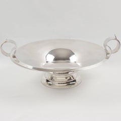 Art Deco Silver Plate Serving Bowl Pedestal Centrepiece, France, circa 1930s