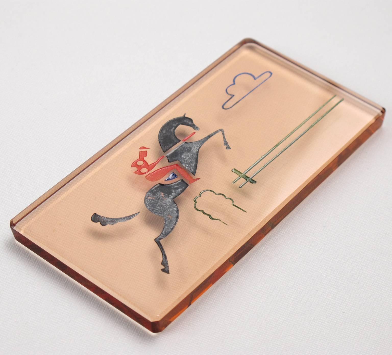 Mid-20th Century French Art Deco Sport Memorabilia Copper Glass Knife Rests Set in Box, 1930s