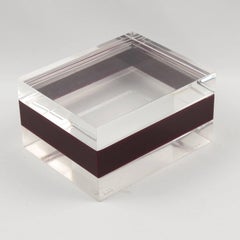 Mid-Century Modern Clear and Cranberry Lucite Deckelschachtel von Dunhill, ca. 1970er Jahre