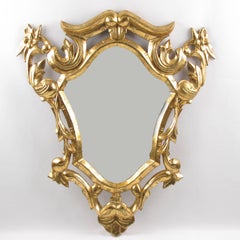 French Rococo Hand-Carved Giltwood Wall Mirror, circa 1920s