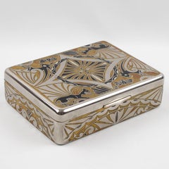 Jugendstil Polished Chrome and Brass Inlaid Decorative Box, Germany, 1910s