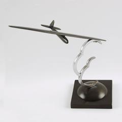 Art Deco Figural Airplane Glider Model, circa 1930s