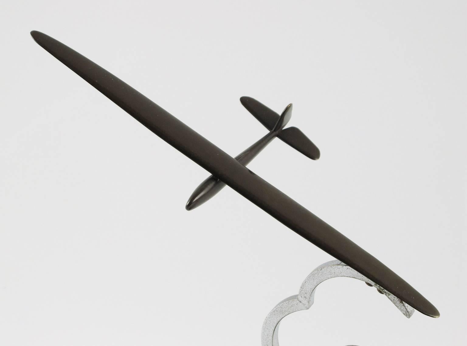 Plated Art Deco Figural Airplane Glider Model, circa 1930s
