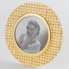 Lucite, Rattan and Aluminum Picture Frame, Italy circa 1970