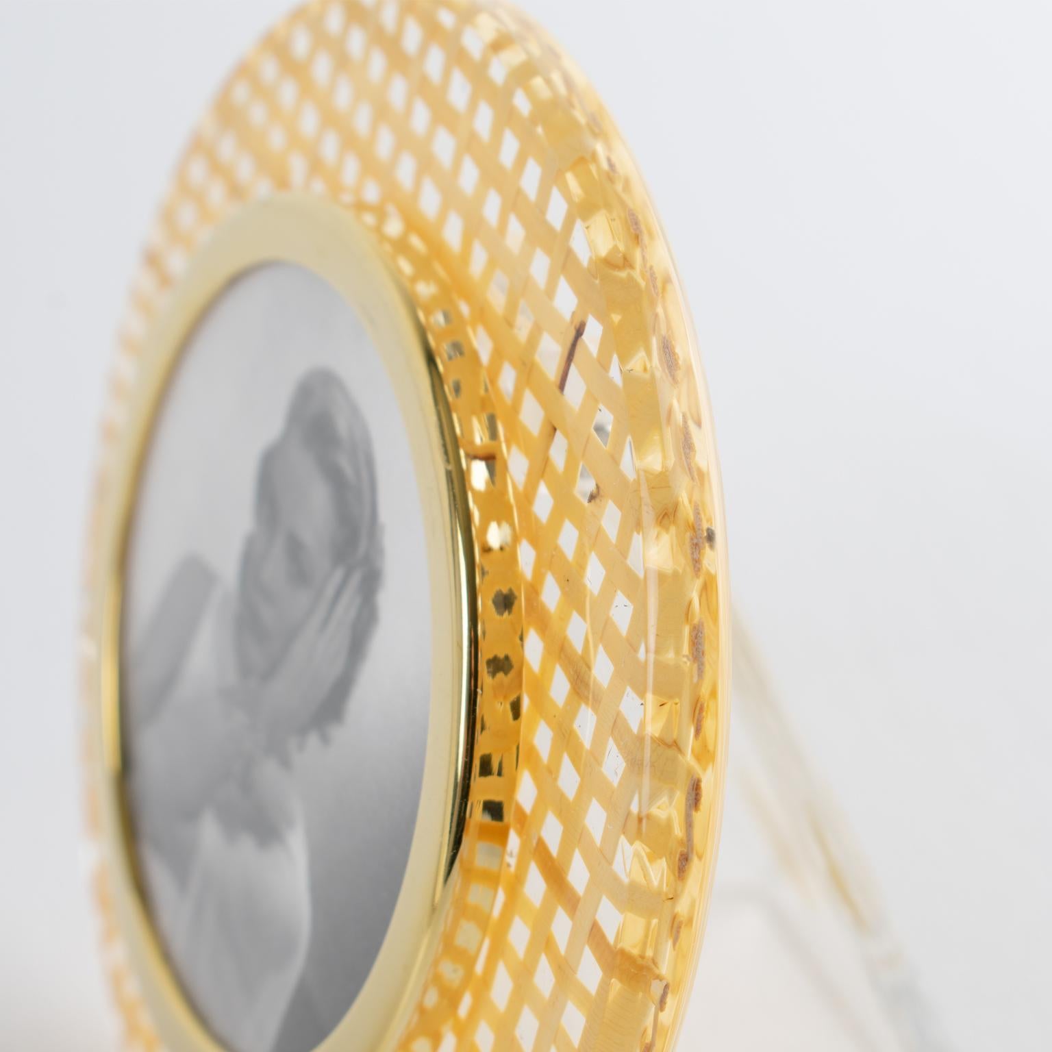 Lucite, Rattan and Aluminum Picture Frame, Italy circa 1970 For Sale 3