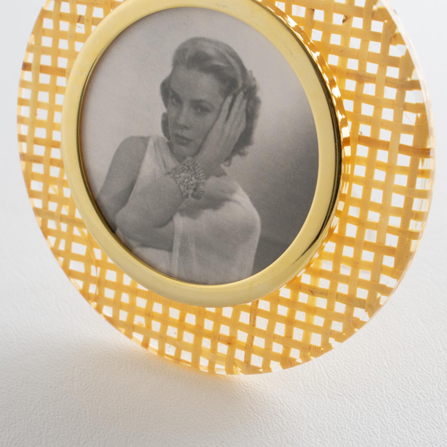 Lucite, Rattan and Aluminum Picture Frame, Italy circa 1970 For Sale 2