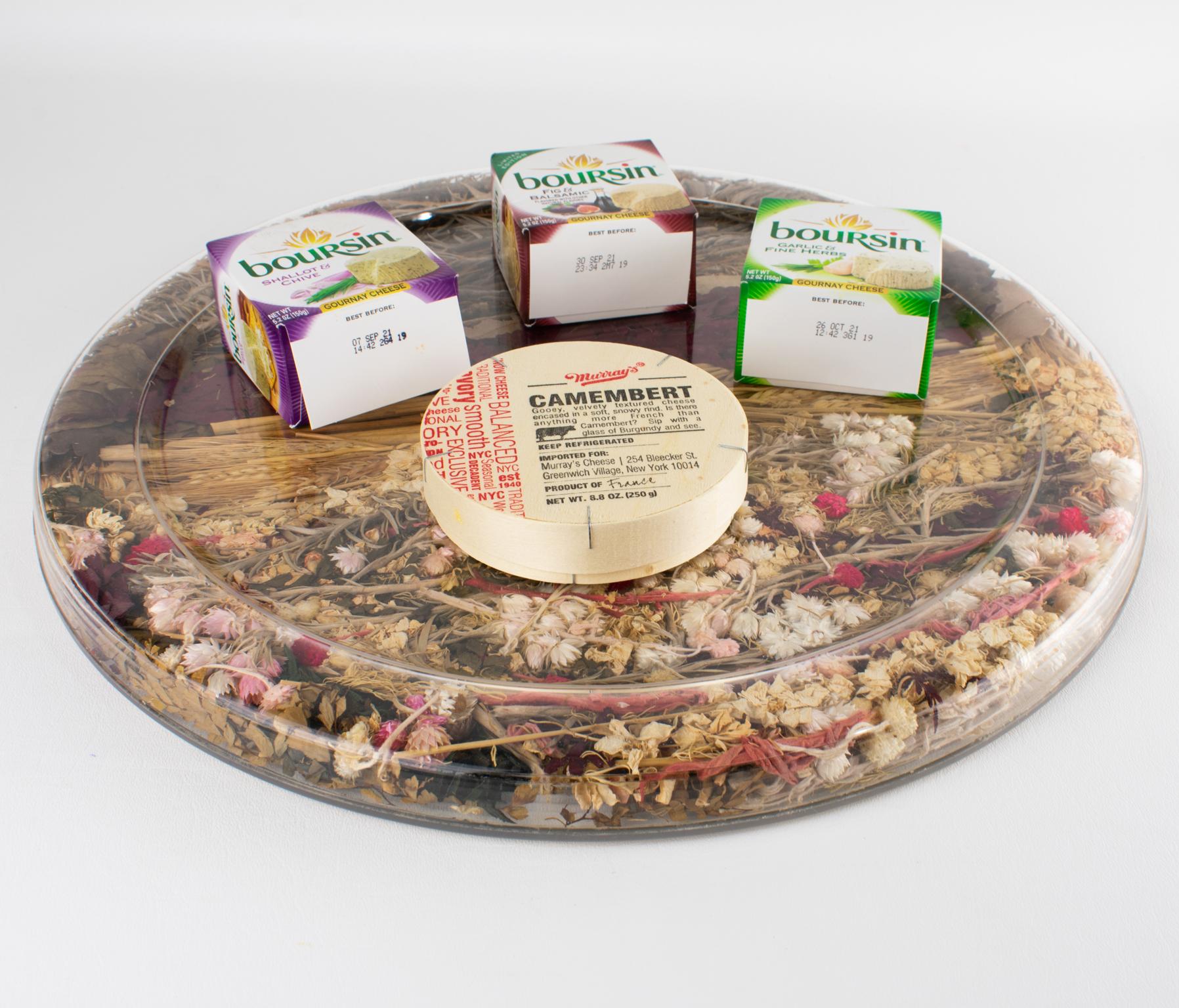 Christian Dior Tablett-Platte Lucite, Weizen und getrocknete Blumen, 1970er Jahre (Moderne) im Angebot