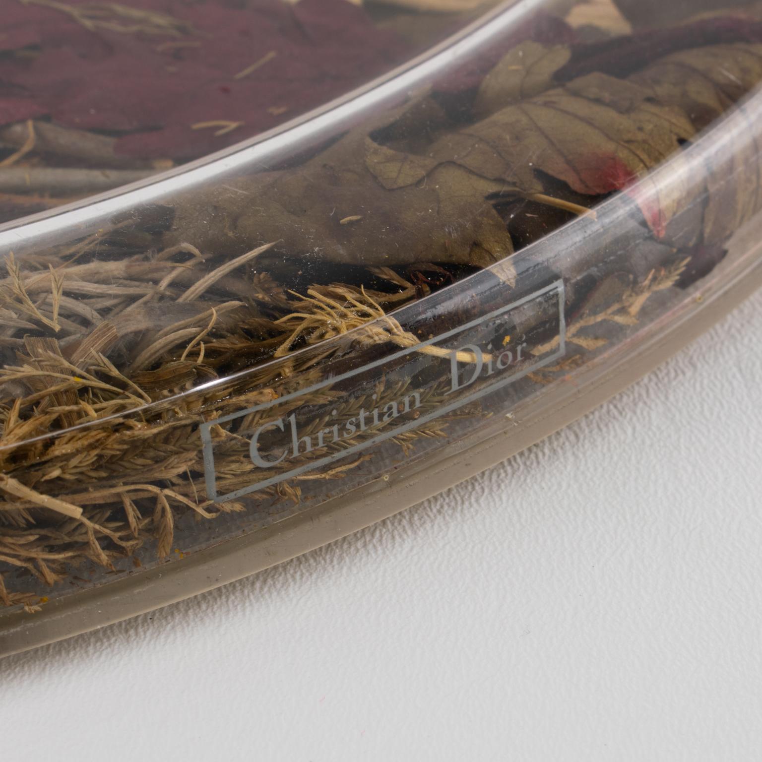 Christian Dior Tablett-Platte Lucite, Weizen und getrocknete Blumen, 1970er Jahre im Angebot 1